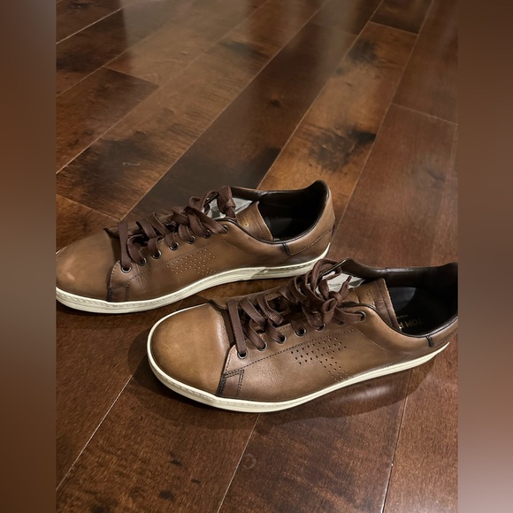 Tom Ford Brown Leather Sneakers sz.12 - Picture 6 of 13